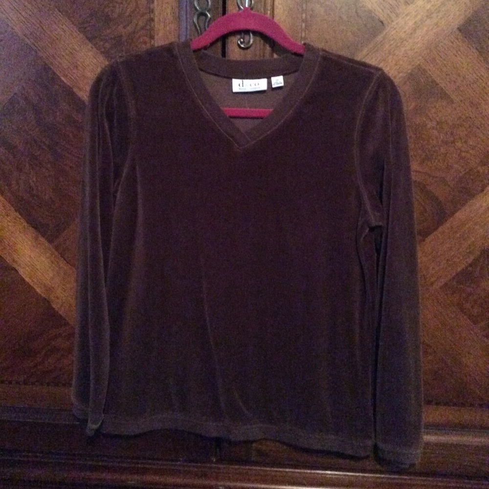 Velour V-neck Top